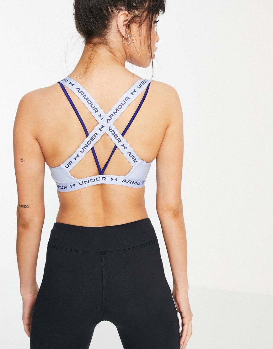 Under Armour Training crossback sports bra in pale blue-Blues