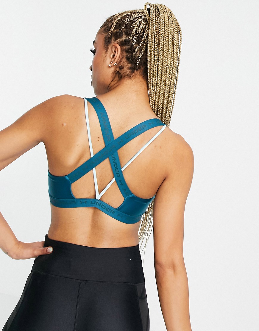 Under Armour Training crossback sports bra in teal shine-Green