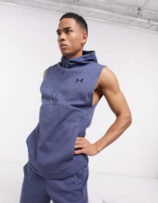 Under Armour Training double knit sleeveless hoodie in blue ASOS