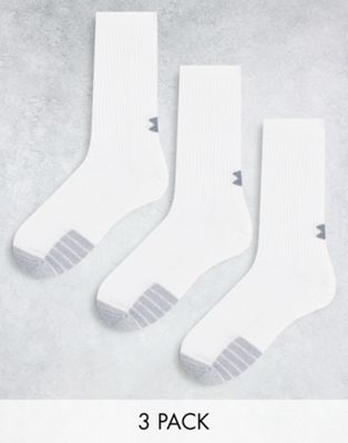 Under Armour Training Heat Gear 3 pack crew socks in white