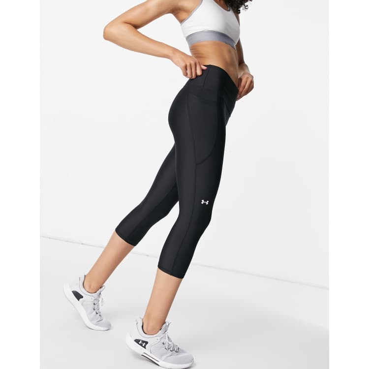 (2) UNDER ARMOUR SHATTER COMPRESSION CAPRIS CROP BLACK LEGGINGS  1209398~MEDIUM