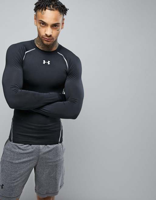 Under Armour Men's HeatGear Armour Long Sleeve Compression Shirt  1257471-001 Black 