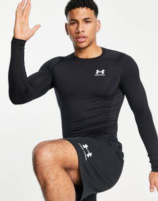 Under Armour Training Heatgear Base Layer Long Sleeve T-shirt In Black In Black
