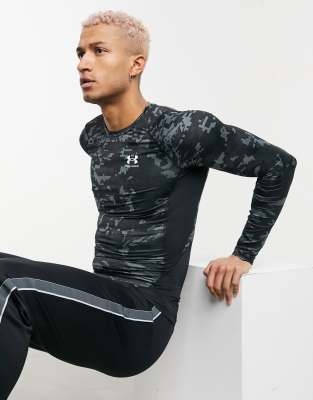 Under Armour Training HeatGear Iso Chill long sleeve top in black camo  print