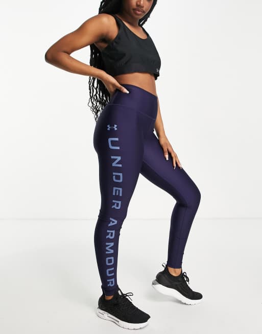 Under Armour HeatGear Leggings Black/Blue Surf 1377158-001 - Free Shipping  at LASC