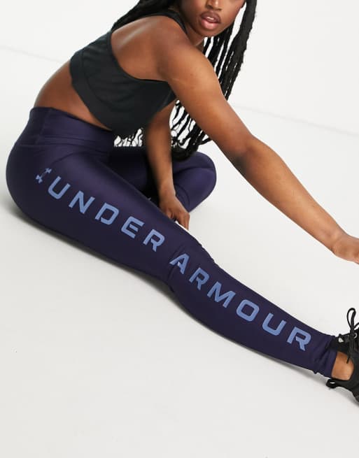 Under Armour HeatGear Leggings Black/Blue Surf 1377158-001 - Free Shipping  at LASC