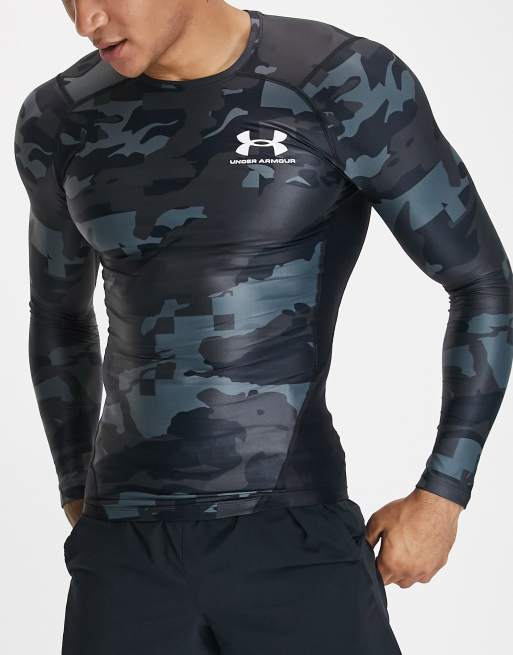Under Armour Training - HeatGear Iso Chill - Langærmet overdel i sort camouflage-print
