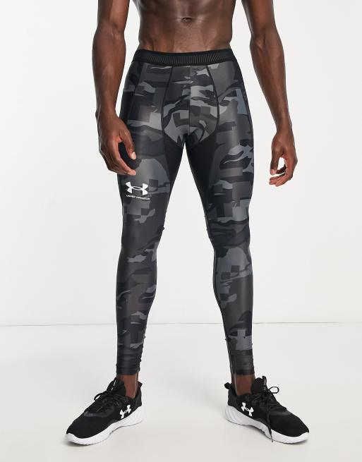 Heatgear Leggings 3/4, Under Armour Boys Green/Gray Camo,Size YXLG