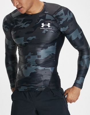 Under Armour Training HeatGear Iso Chill long sleeve top in black camo print
