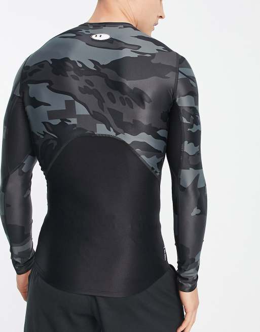 Black Under Armour Emboss HeatGear All Over Print 1/4 Zip Top