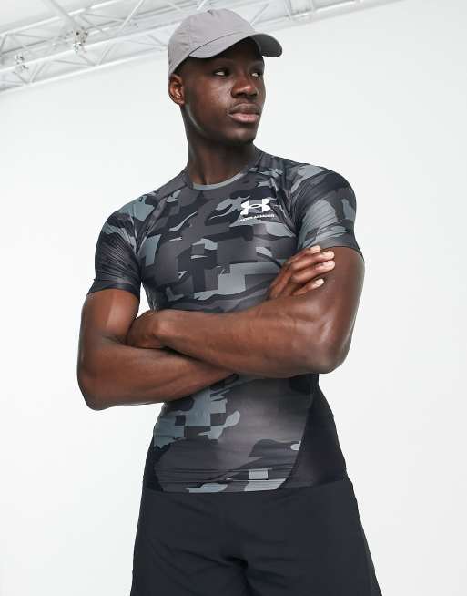 Mens Under Armour black Iso-Chill Camouflage Compression T-Shirt