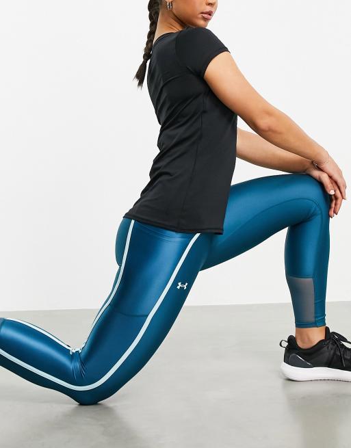 Under Armour Training Heatgear shine leggings with mesh panel in