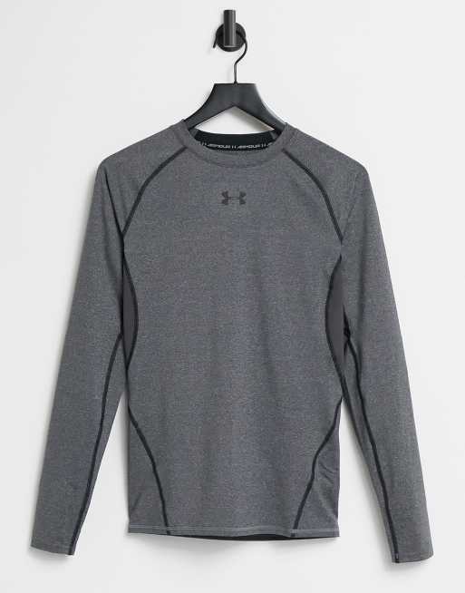 Under Armour – Training HeatGear – Szary top z długim rękawem, do noszenia jako warstwa bazowa