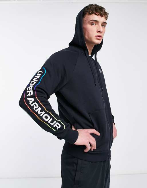 Under Armour Training Lockertag zip hoodie in black