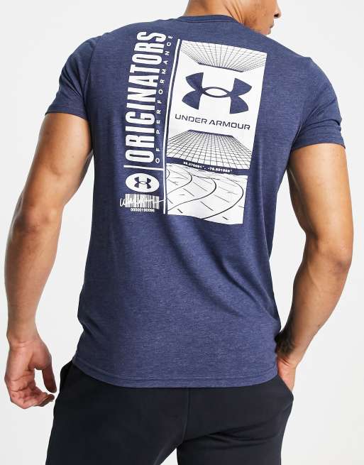 Under Armour – Training – Marinblå t-shirt med tryck baktill