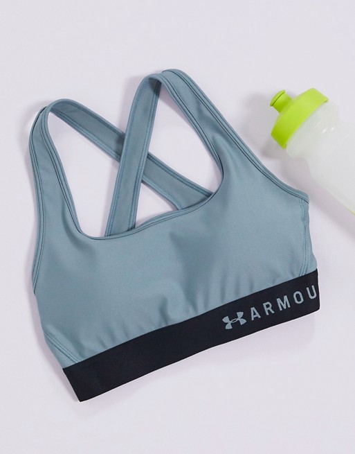 Under Armour Training mid support crossback bra in blue