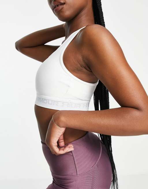 Under Armour Training mid support crossback sports bra in white, 4 of 4