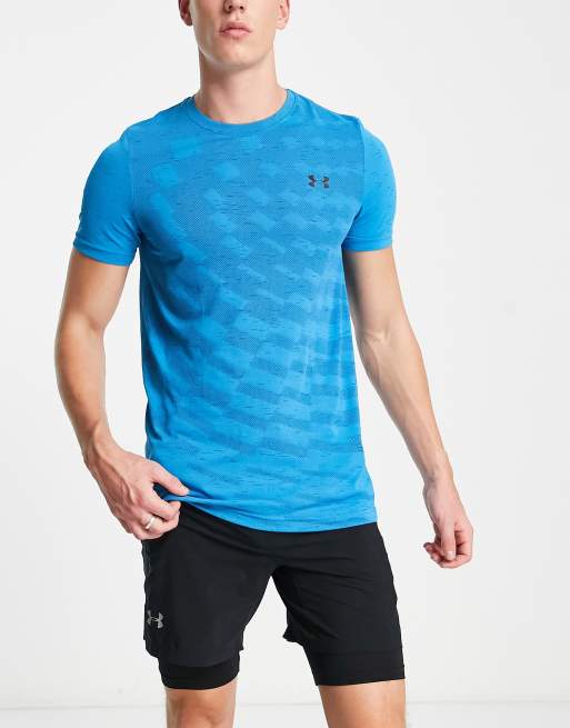 Under Armour - Training - Rush - Geo Sport - Naadloos T-shirt in blauw