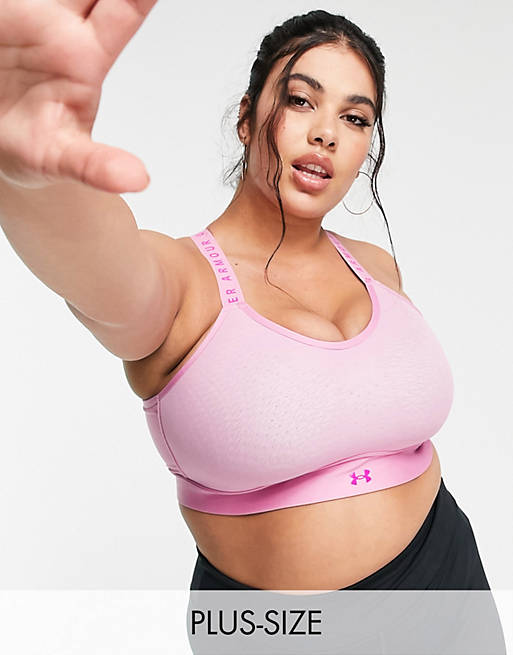  Under Armour Training Plus Infinity mid support sports bra in pink 
