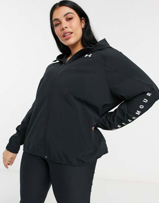 Under armour training hooded hot sale woven jacket in black