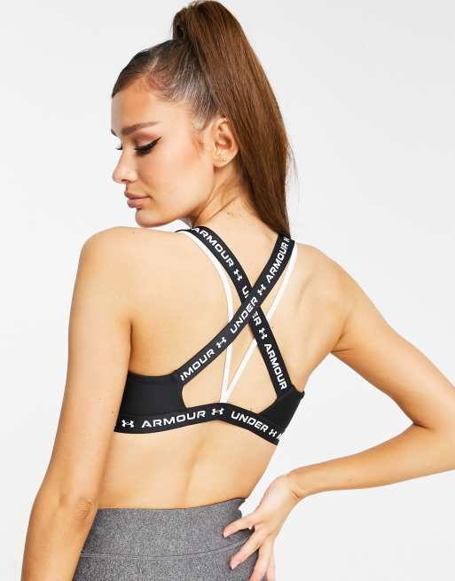 Under Armour - Training - Reggiseno sportivo con sostegno leggero e con incrocio sul retro, colore nero