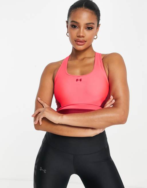 Under Armour Training Reggiseno sportivo taglio lungo rosa con incrocio sulla schiena ASOS