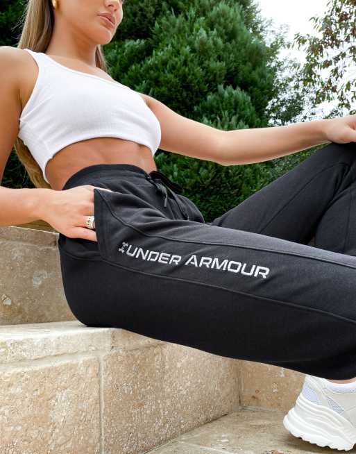 Under Armour Training Rival fleece embroidered sweatpants in black