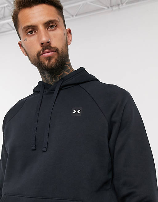 Black Under Armour Rival Fleece Mens Fitted Running Hoody 