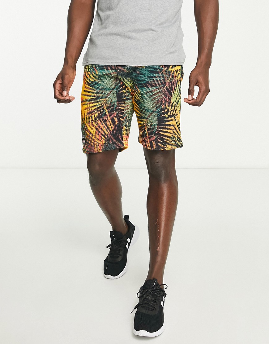 Under Armour Training Rival Shorts In Red Palm Print