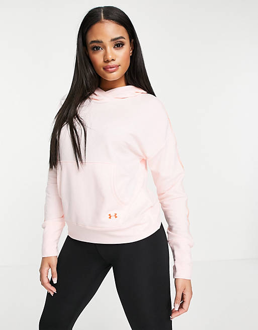 Under Armour Training Rival taped terry hoodie in pink