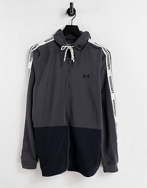 Under Armour Training Rival terry zip hoodie in grey