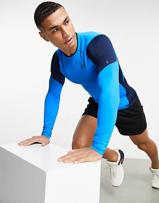 Men Under Armour Training Rush 20 base layer long sleeve t-shirt in blue 