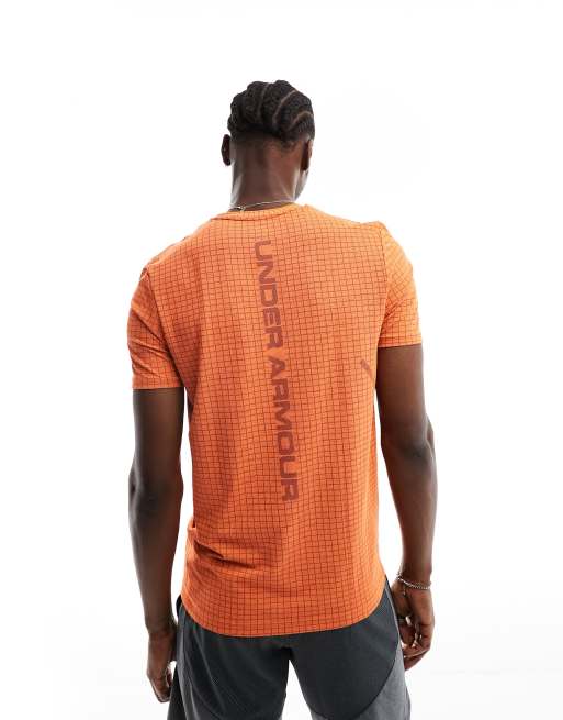 Under Armour T Shirt UA Seamless Fade Orange Mens Gym Sports Training  1361133