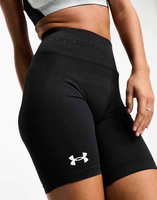 Under Armour training seamless legging shorts in black