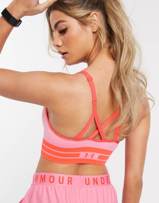 Under Armour Training seamless longline bra in pink