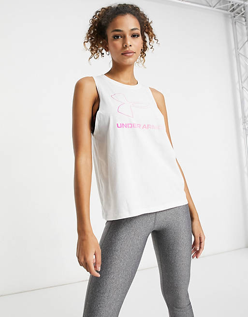 Under Armour Training Sportstyle graphic tank in white