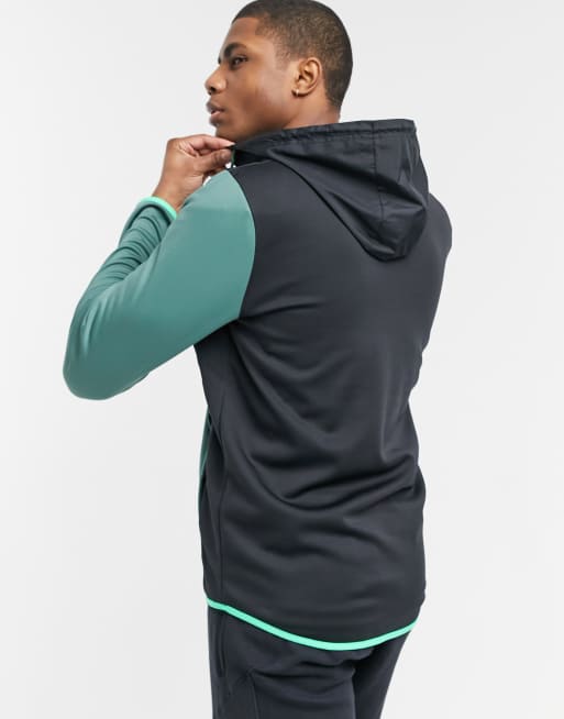 Under Armour – Training Storm – Fleece-Kapuzenpullover mit 1/2-langem Reißverschluss in Grün und Schwarz, 2 von 4