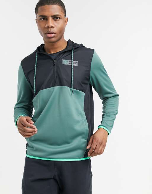 Under Armour - Training - Storm - Hættetrøje med 1/2 lynlås i grøn og sort, 3 af 4