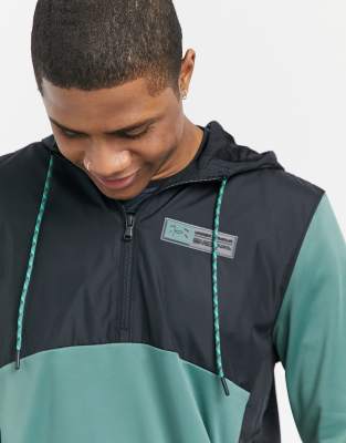 Sweat Court En Polaire Bleu-vert À Liserés | Athleisure