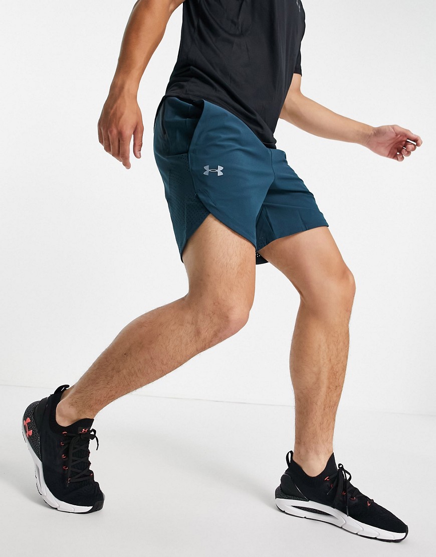 Under Armour Training Stretch Woven Shorts In Teal-Green