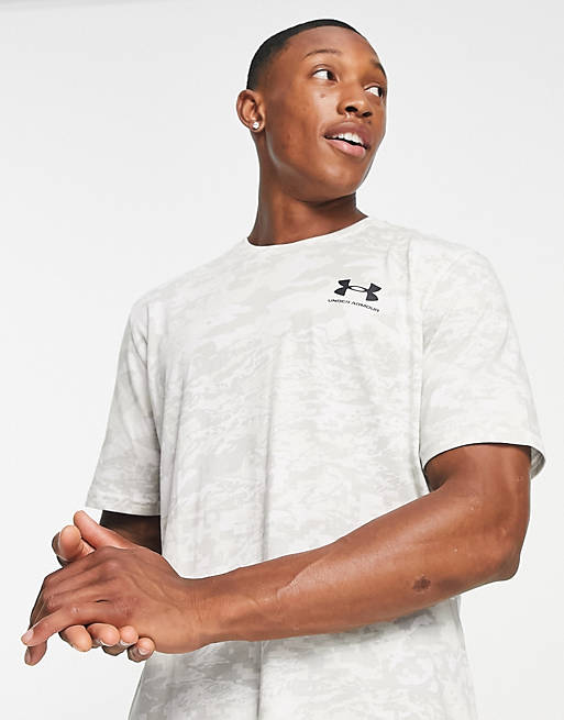 Under Armour - Training - T-shirt met camouflageprint in wit