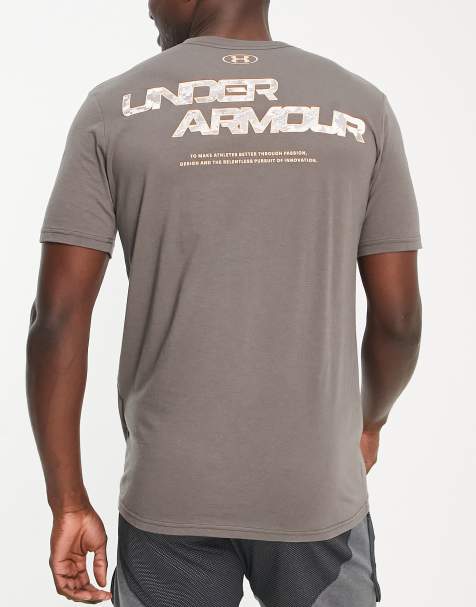 Under Armour Training t-shirt with camo back print logo in brown
