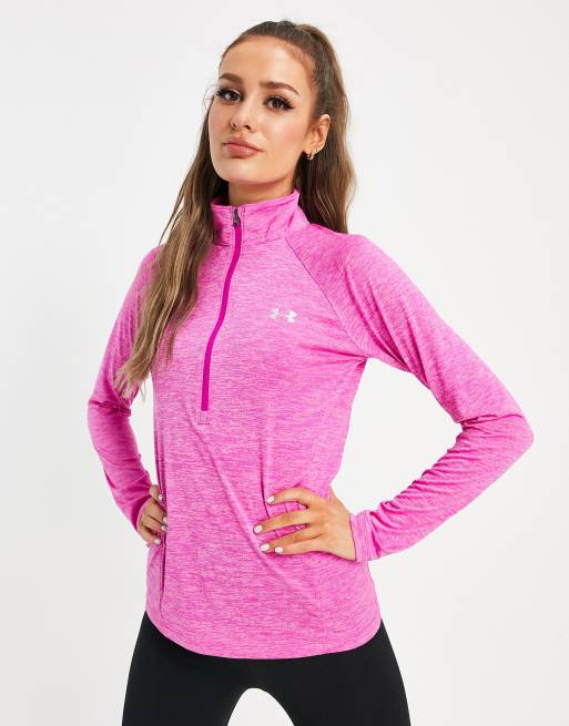 Under Armour Training Tech 1/2 zip long sleeve top in pink