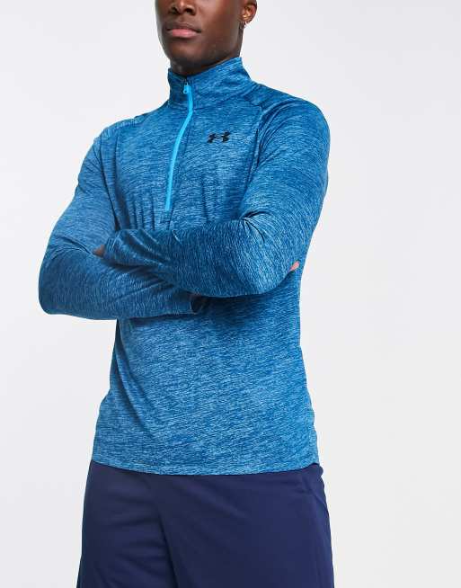 Evaluación ordenar Inmigración Under Armour Training Tech 2.0 1/2 zip top in light blue marl | ASOS