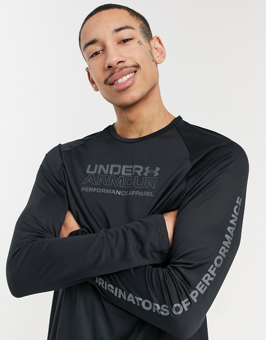 Under Armour Training Tech 2.0 chest logo long sleeve t-shirt in black