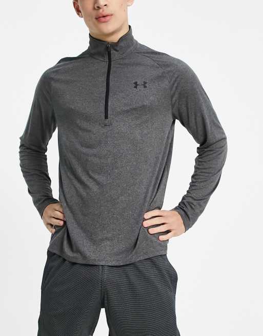 Under Armour – Training Tech 2.0 – Mörkgrå topp med dragkedja vid halsen