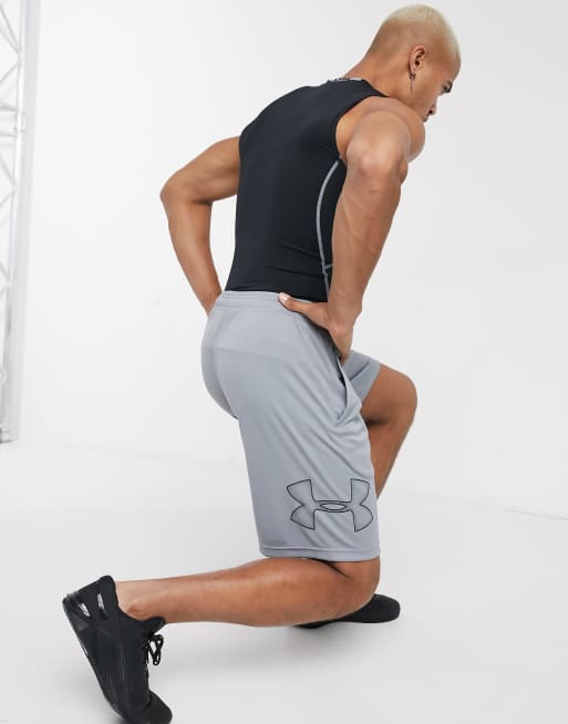 Under Armour Training tech graphic logo shorts in grey, 4 of 4