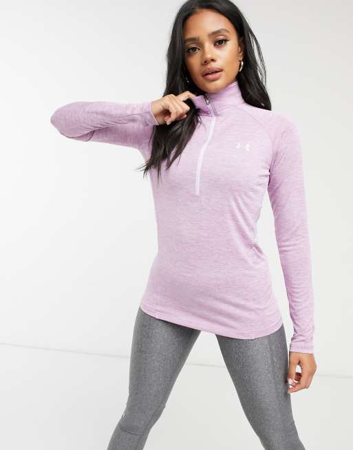 Under armour training tech half online zip warm up top in grey