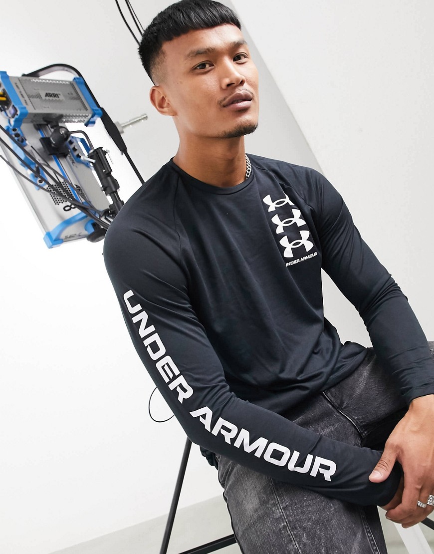 Under Armour Training Tech triple logo long sleeve top in black