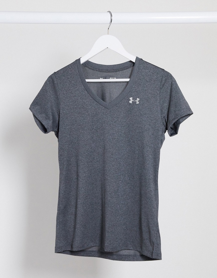 Under Armour Training Tech v neck t-shirt in gray-Grey